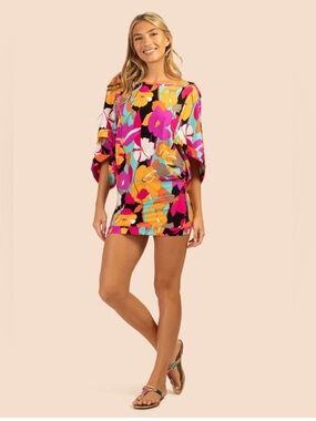 Trina Turk Pink Multi Floral Tunic or Swim Cover